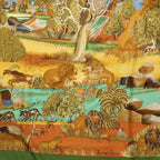 Hermes Scarf Green Orange Brown Silk — view 3