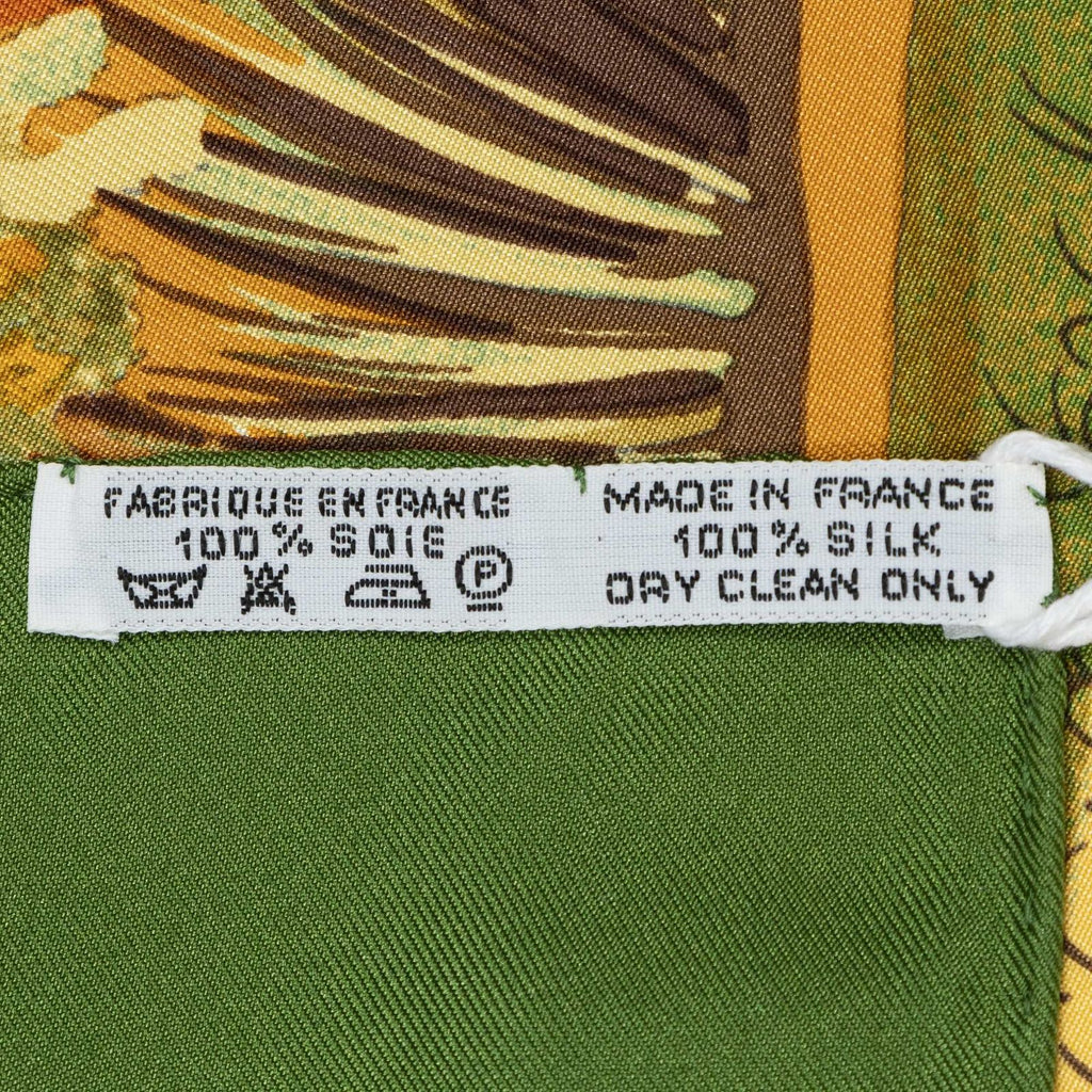 Hermes Scarf Green Orange Brown Silk — view 5