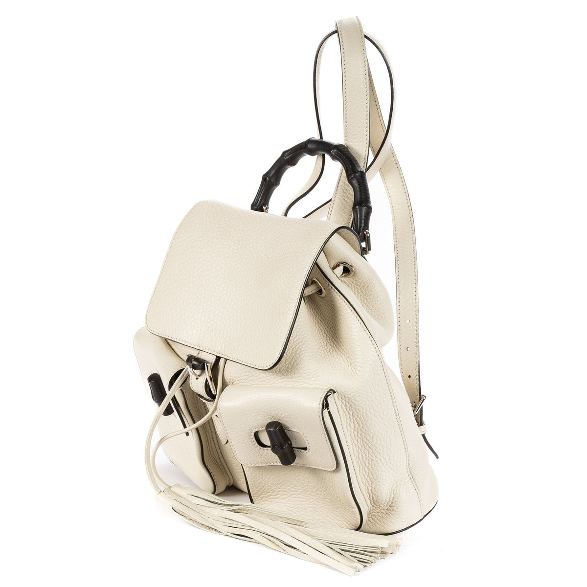 Gucci Front Pocket Backpack Ivory Grain Calfskin Leather — view 2