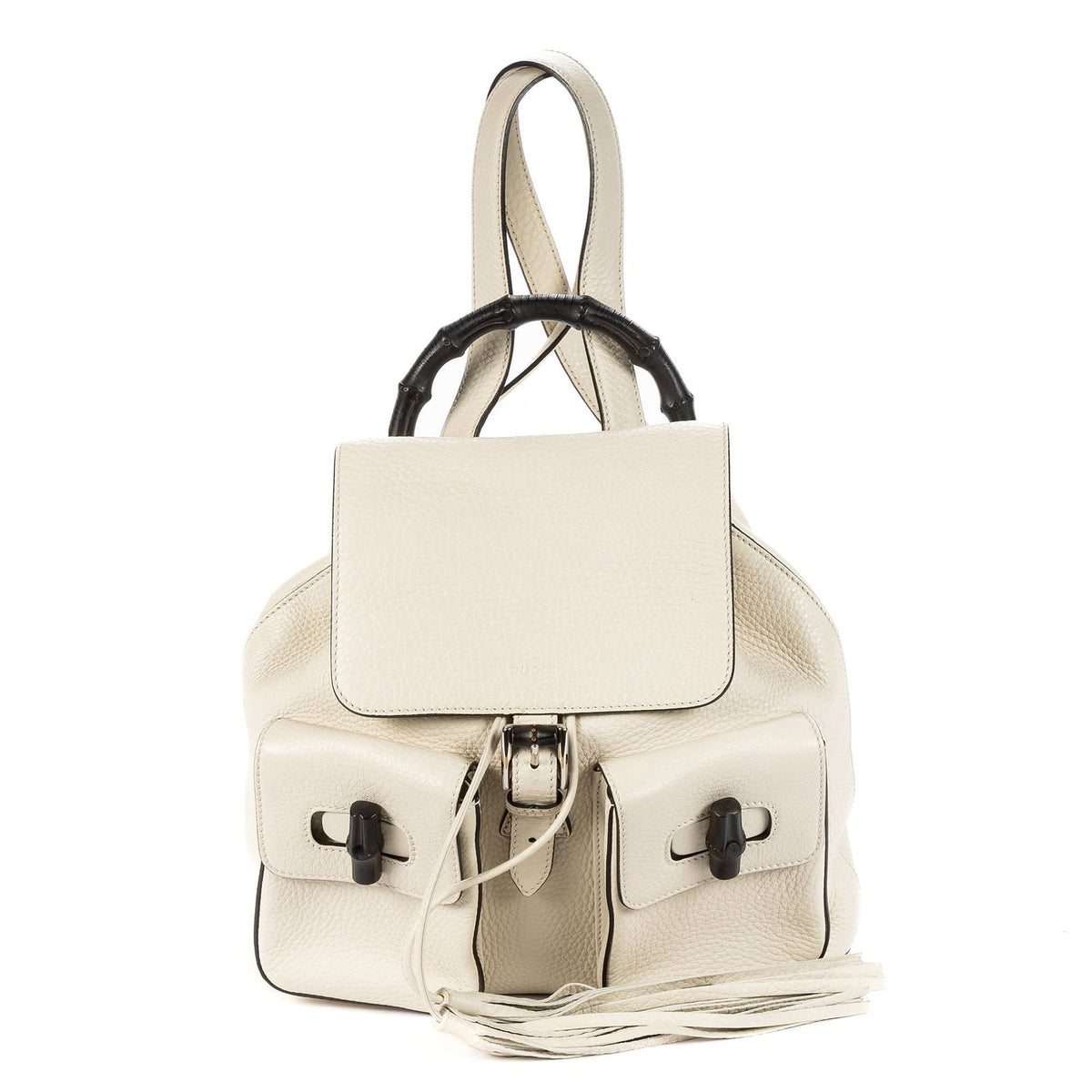 Gucci Front Pocket Backpack Ivory Grain Calfskin Leather
