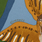 Hermes Scarf Green Orange Brown Silk — view 4