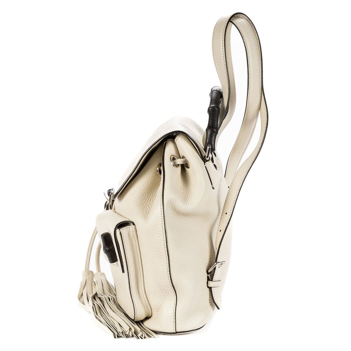 Gucci Front Pocket Backpack Ivory Grain Calfskin Leather — view 3