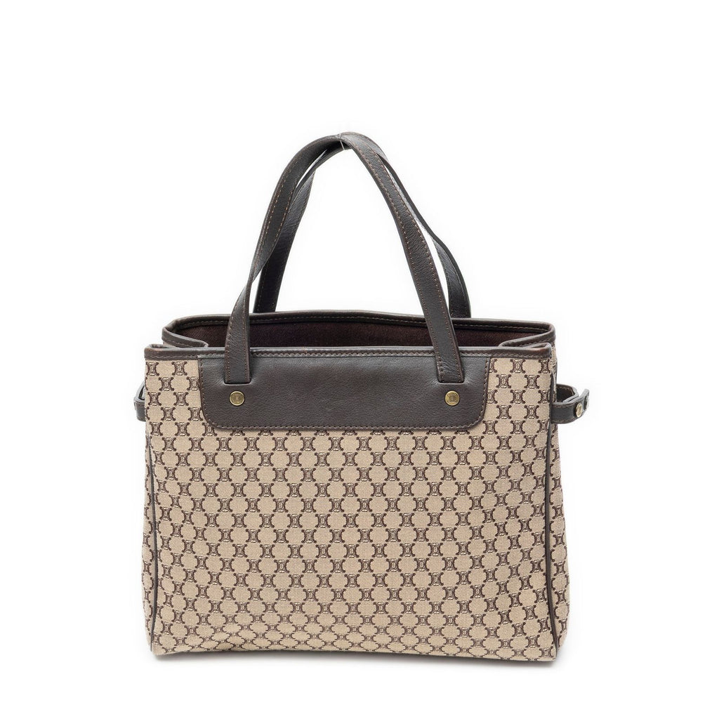 Celine Small Pop Tote Bag Brown Macadam Canvas