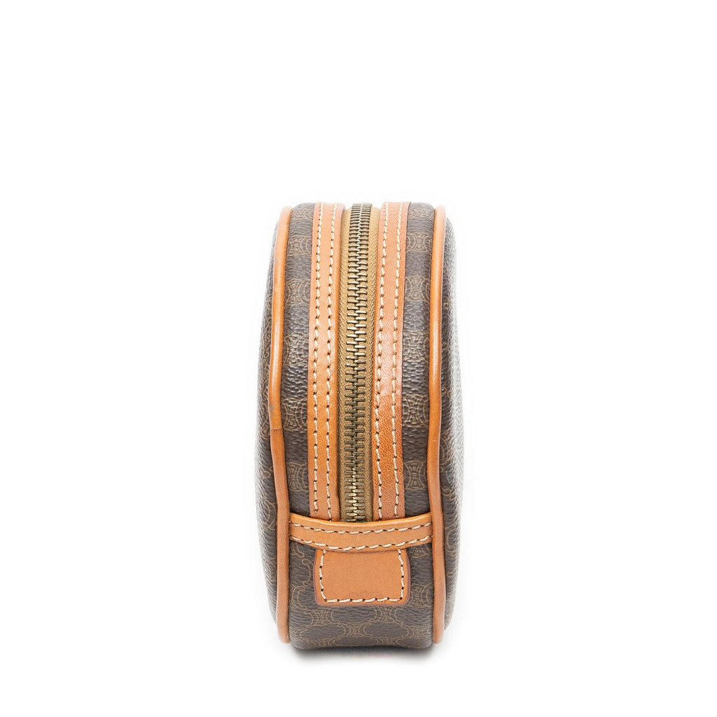 Celine Mini Round Pouch Brown Macadam Canvas — view 3