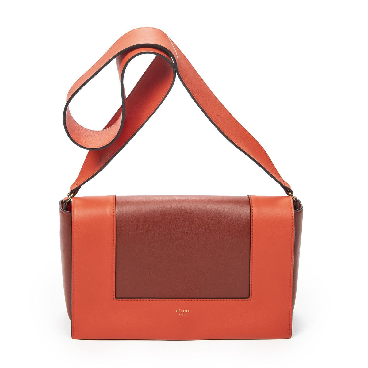 Celine Frame Cross Belt Bag Orange Red Calfskin Leather