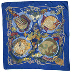 Hermes Scarf Blue Green Yellow Silk — view 2