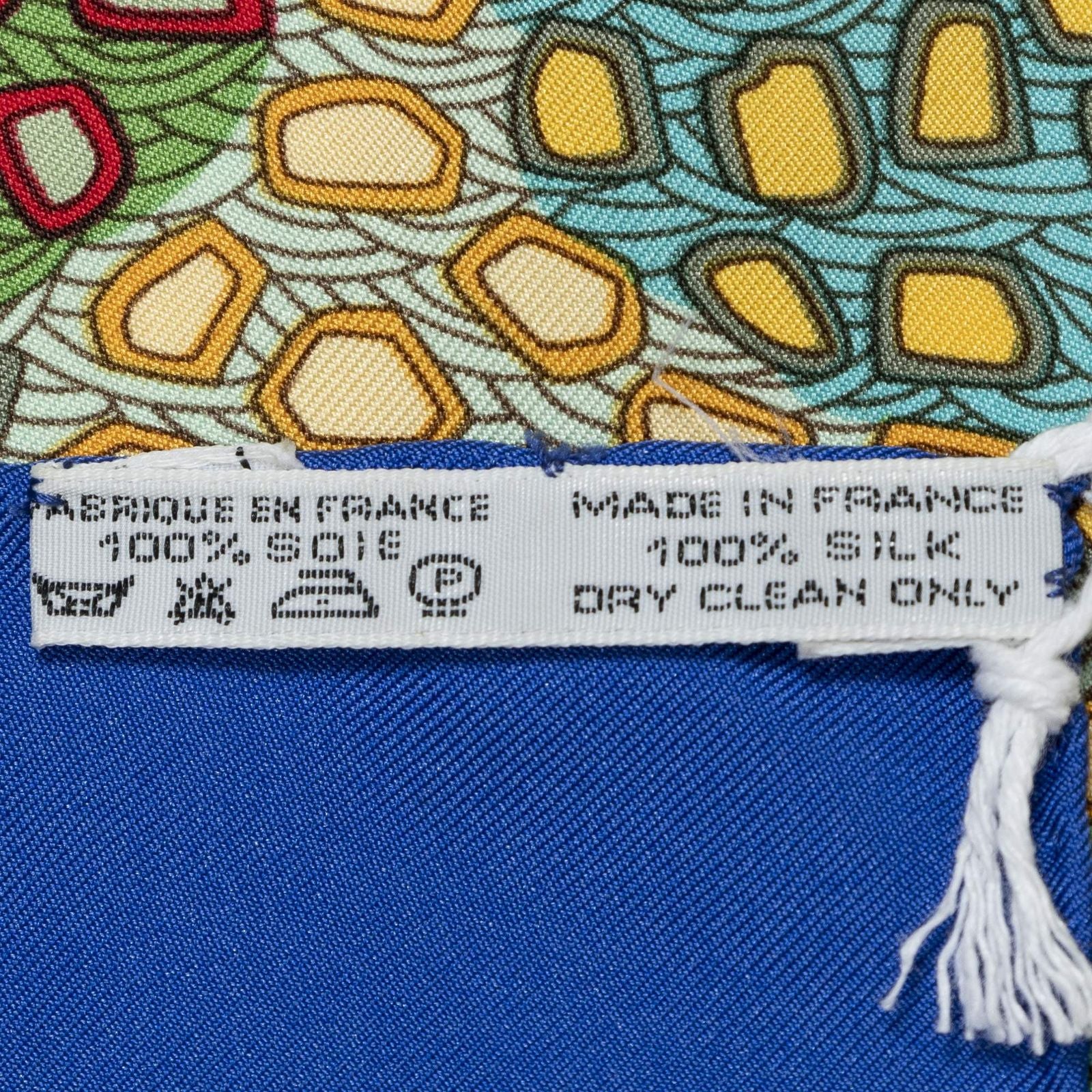 Hermes Scarf Blue Green Yellow Silk — view 5