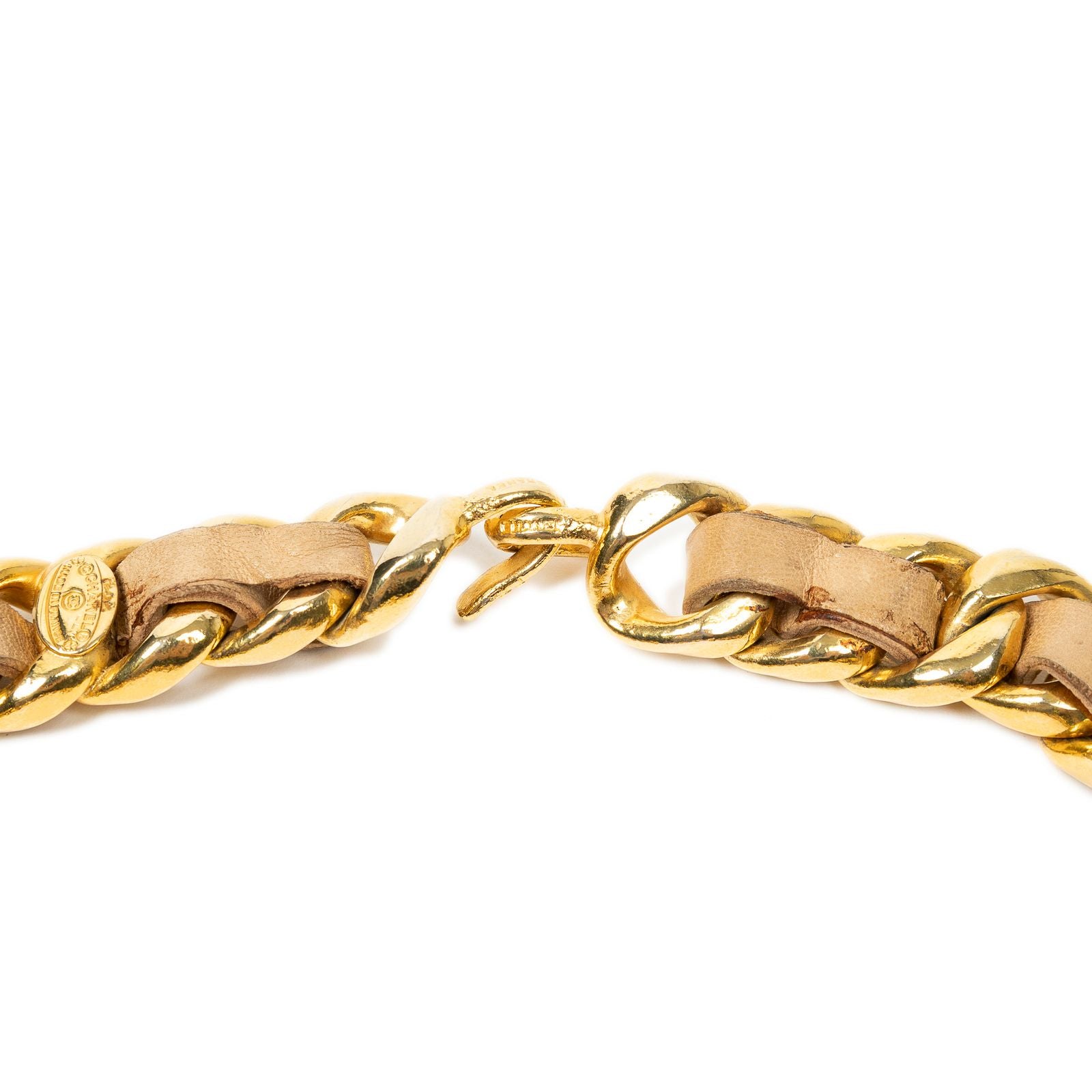 Chanel CC Leather Chain Belt Beige Gold Plated — view 3