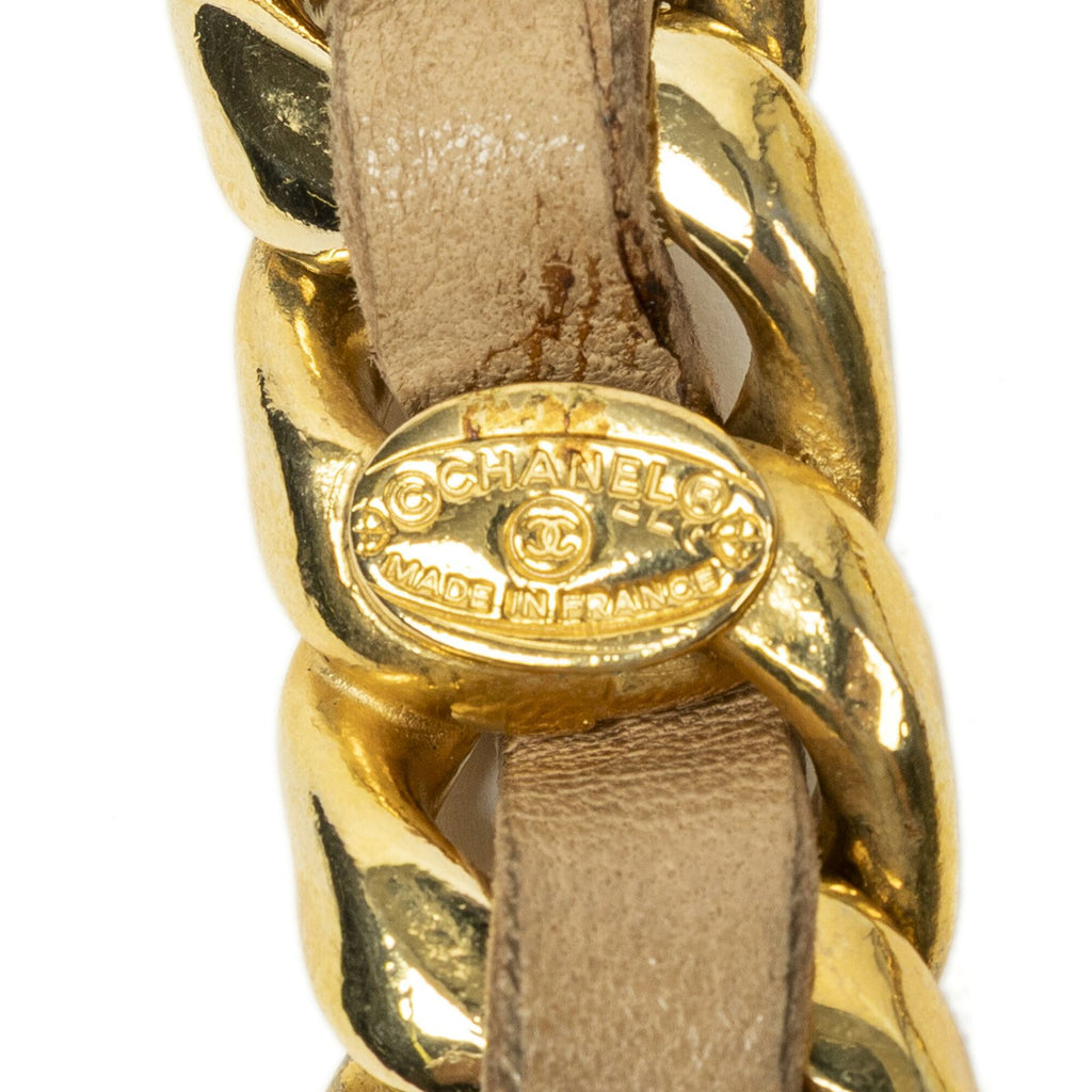 Chanel CC Leather Chain Belt Beige Gold Plated — view 4