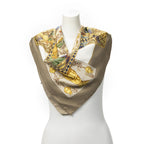Hermes Scarf Taupe Gold White Silk