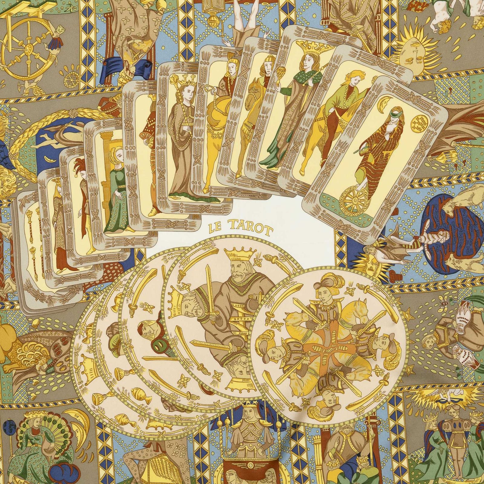 Hermes Scarf Taupe Gold White Silk — view 3