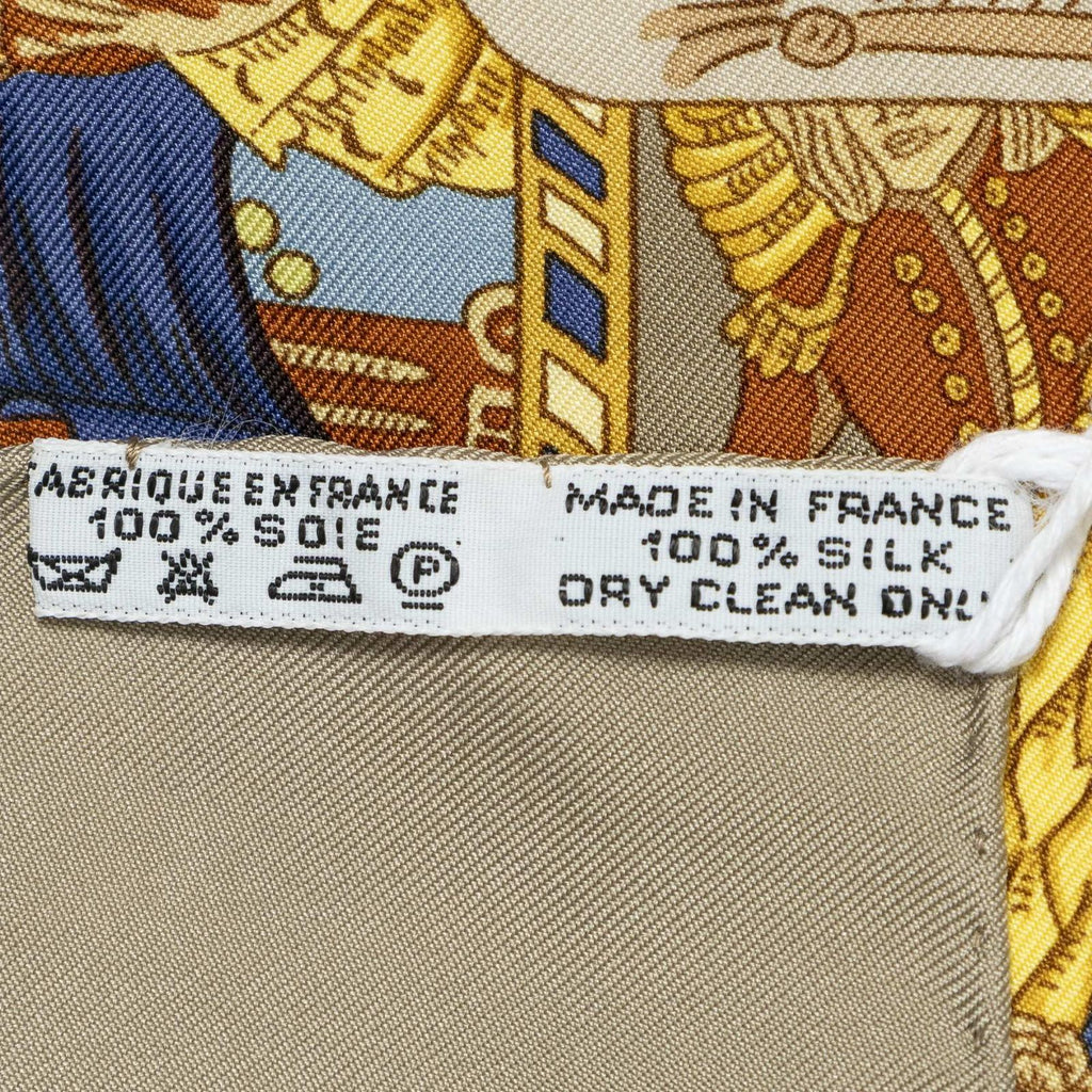 Hermes Scarf Taupe Gold White Silk — view 5