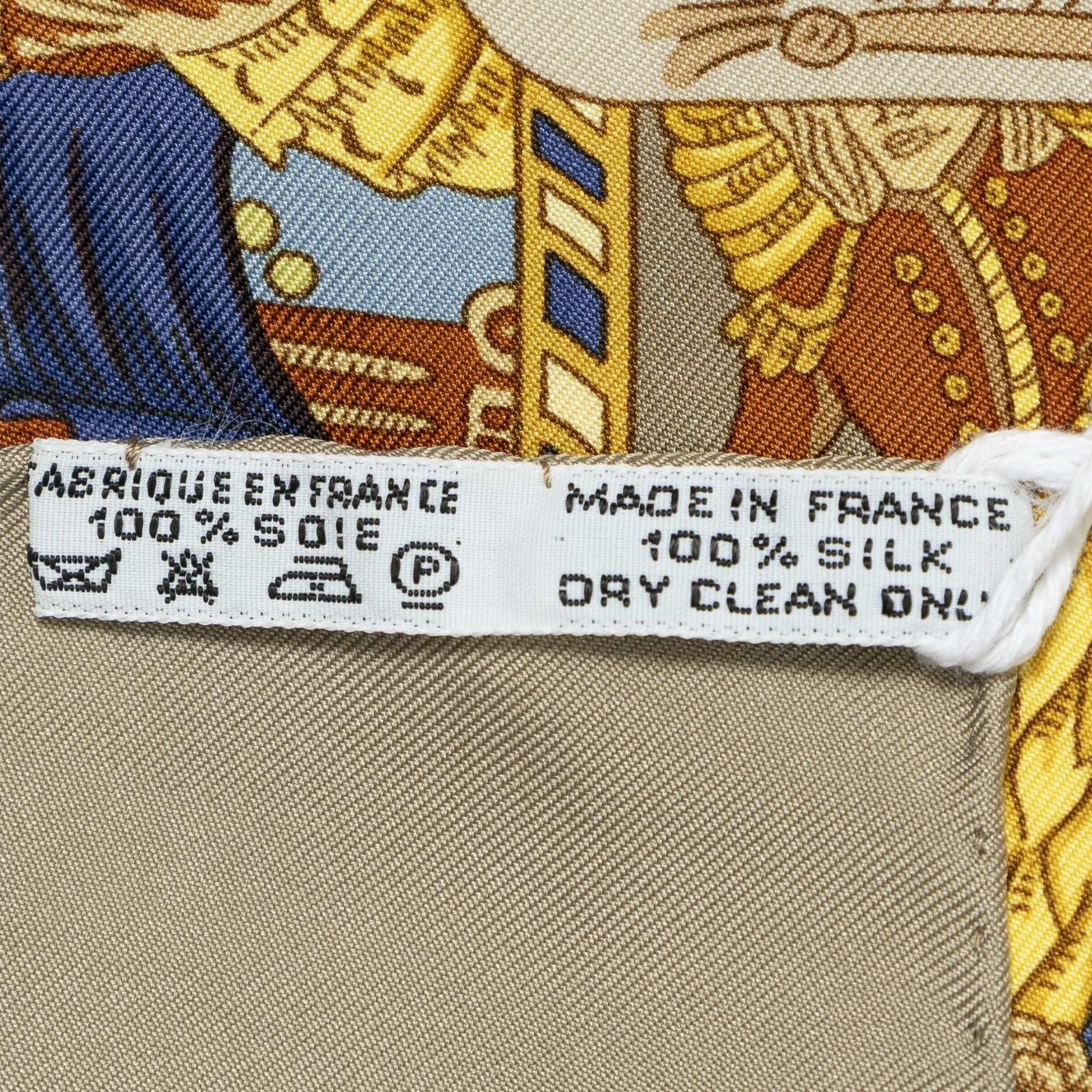 Hermes Scarf Taupe Gold White Silk — view 5