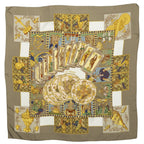 Hermes Scarf Taupe Gold White Silk — view 2