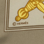Hermes Scarf Taupe Gold White Silk — view 4