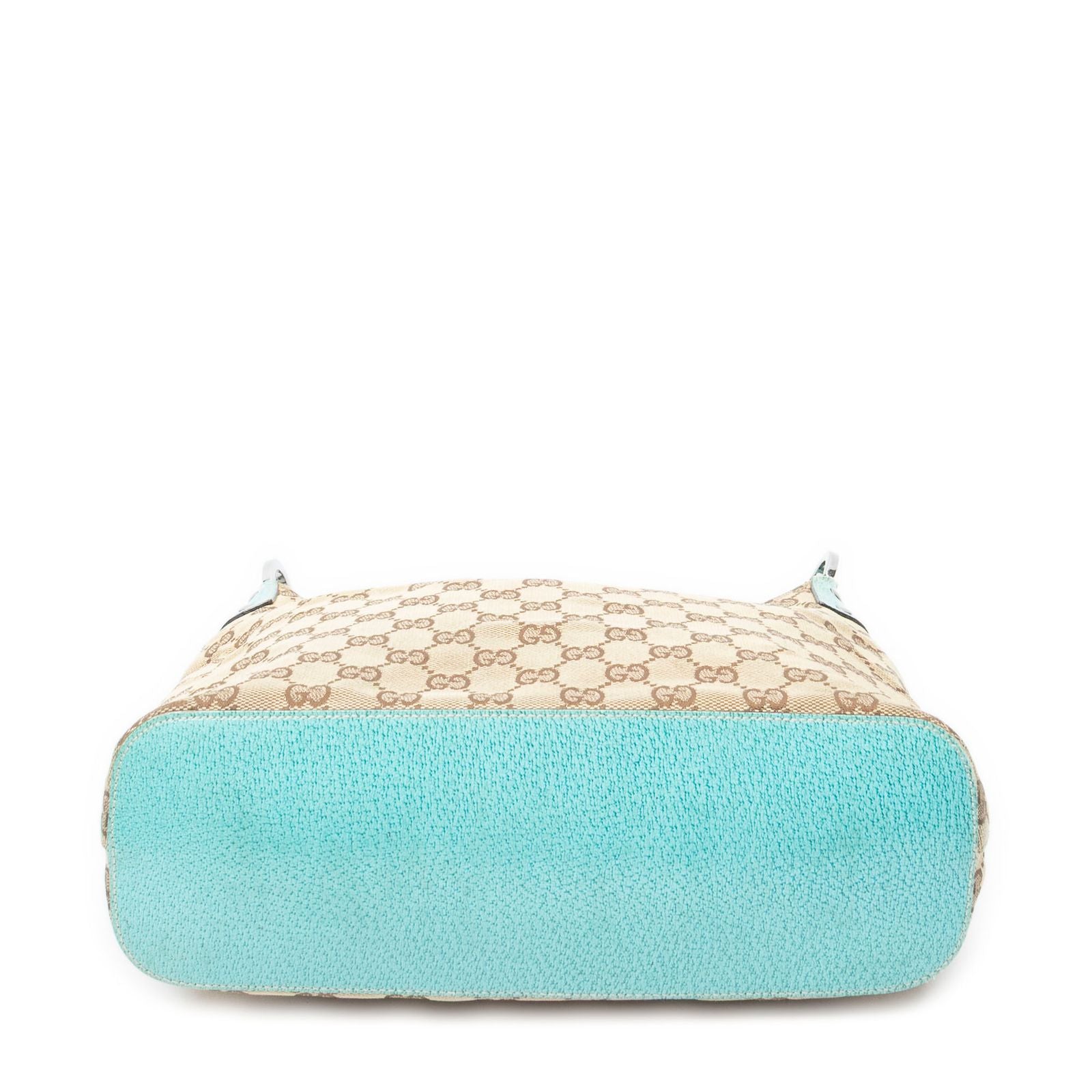 Gucci Ring Handle Zip Hobo Beige Teal GG Canvas — view 6