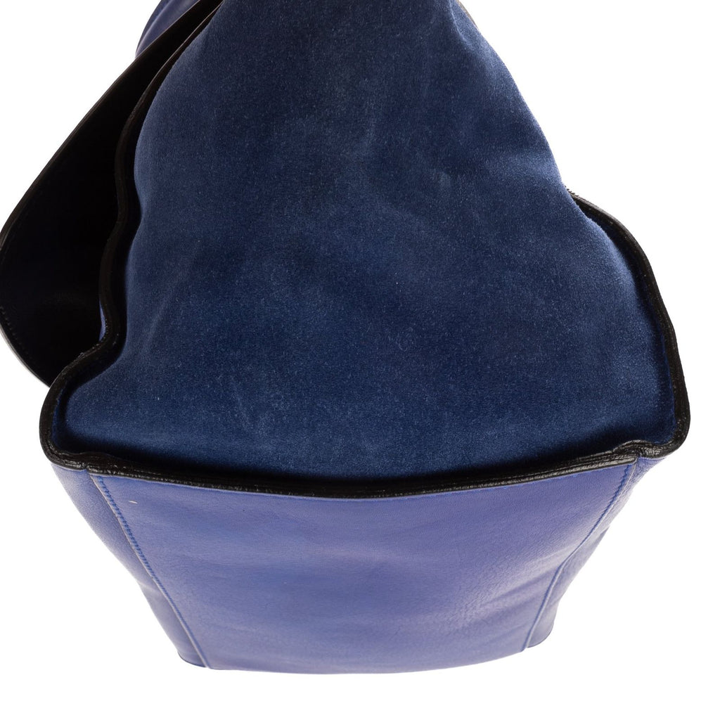 Celine Midi Trapeze Blue Calfskin Leather Shoulder Bag — view 7