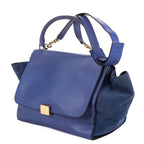 Celine Midi Trapeze Blue Calfskin Leather Shoulder Bag — view 2