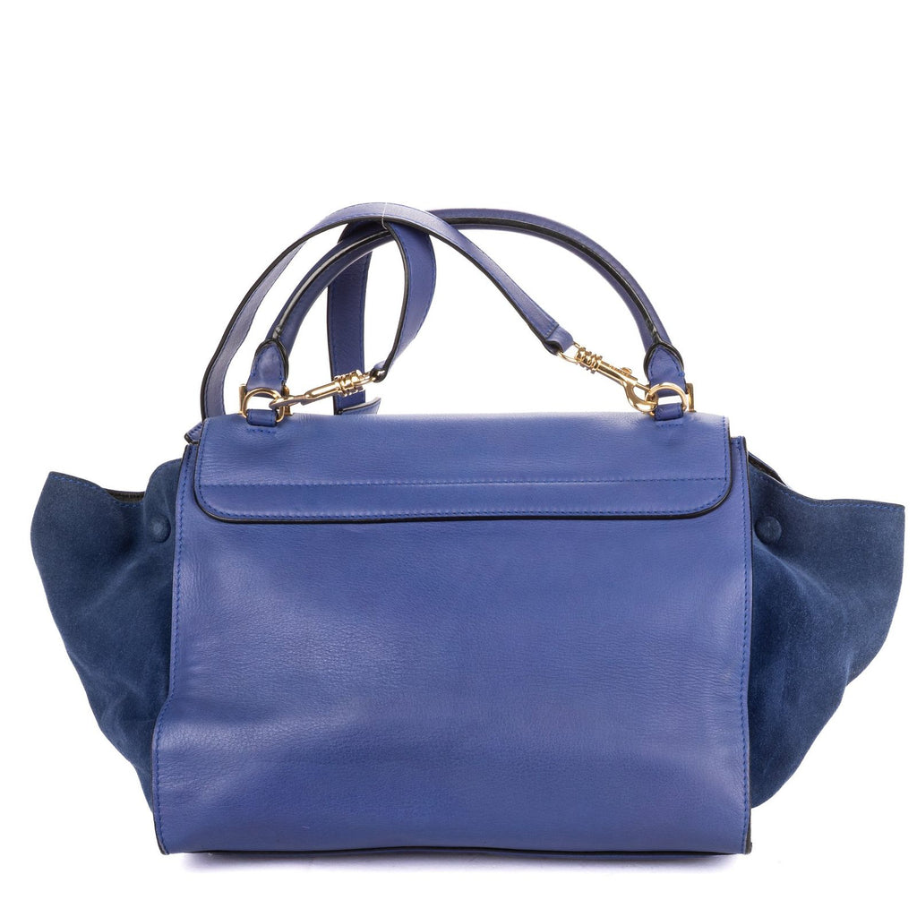 Celine Midi Trapeze Blue Calfskin Leather Shoulder Bag — view 5
