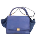 Celine Midi Trapeze Blue Calfskin Leather Shoulder Bag