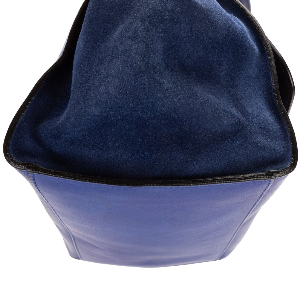 Celine Midi Trapeze Blue Calfskin Leather Shoulder Bag — view 8