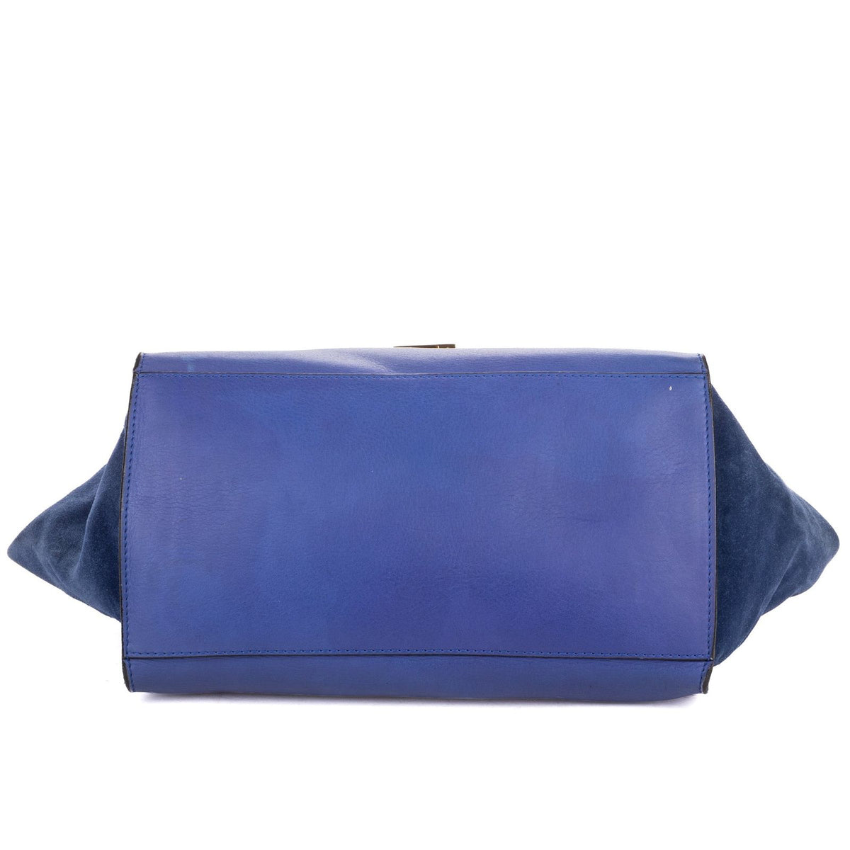 Celine Midi Trapeze Blue Calfskin Leather Shoulder Bag — view 6