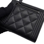 Chanel Trifold Wallet Boy CC Logo Quilted Caviar Leather Black — view 8