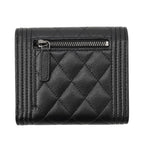 Chanel Trifold Wallet Boy CC Logo Quilted Caviar Leather Black — view 3
