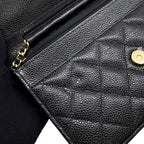 Chanel Chain Wallet Classic Quilted CC Logo Caviar Leather Black Shoulder Bag — view 7
