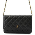 Chanel Chain Wallet Classic Quilted CC Logo Caviar Leather Black Shoulder Bag