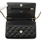 Chanel Chain Wallet Classic Quilted CC Logo Caviar Leather Black Shoulder Bag — view 5