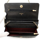 Chanel Chain Wallet Classic Quilted CC Logo Caviar Leather Black Shoulder Bag — view 6