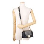 Chanel Chain Shoulder Bag Boy Small Quilted CC Logo Faux Pearl Leather Black — view 5