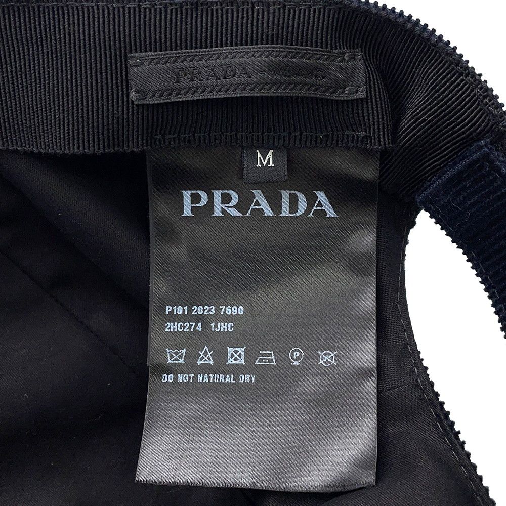 Prada Cap Corduroy Triangle Logo Hat — view 7