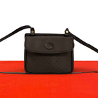 Gucci Vintage Micro GG Pattern Logo Leather Shoulder Bag Crossbody Brown