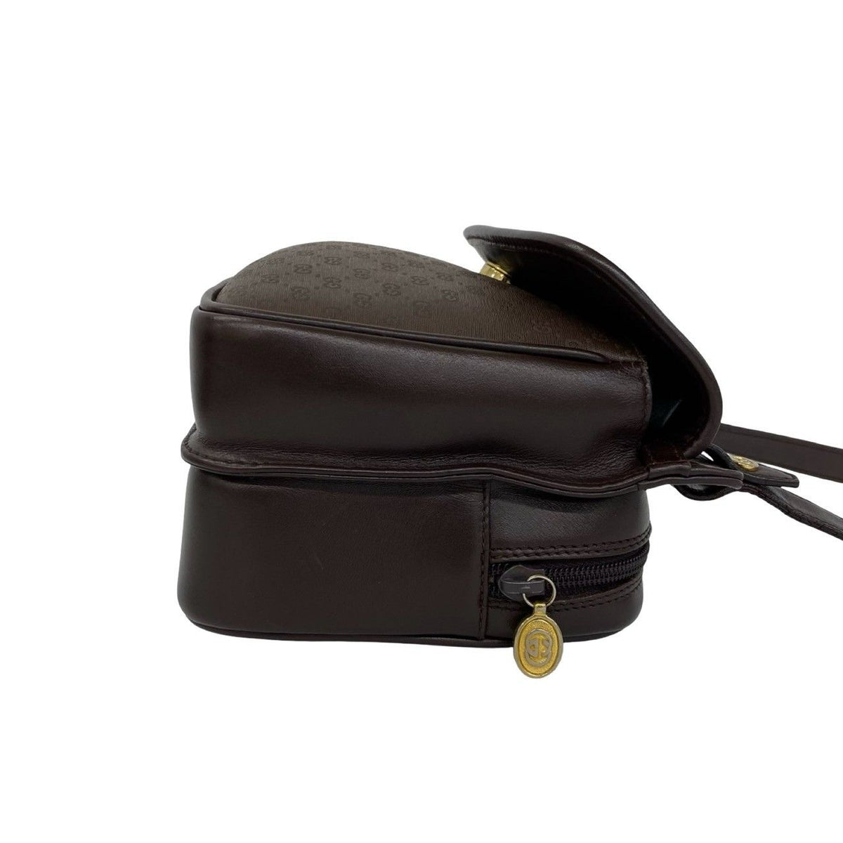 Gucci Vintage Micro GG Pattern Logo Leather Shoulder Bag Crossbody Brown — view 6