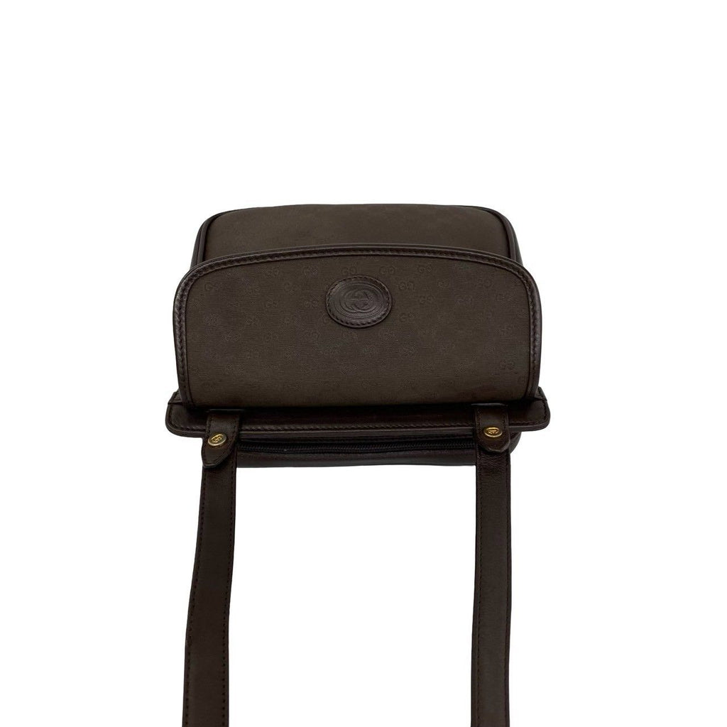 Gucci Vintage Micro GG Pattern Logo Leather Shoulder Bag Crossbody Brown — view 4