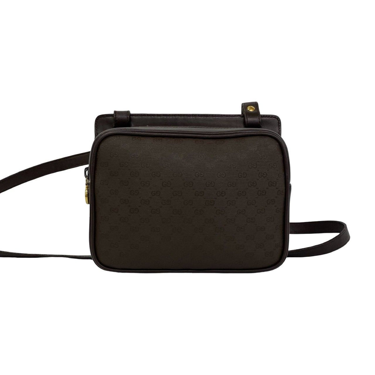 Gucci Vintage Micro GG Pattern Logo Leather Shoulder Bag Crossbody Brown — view 3