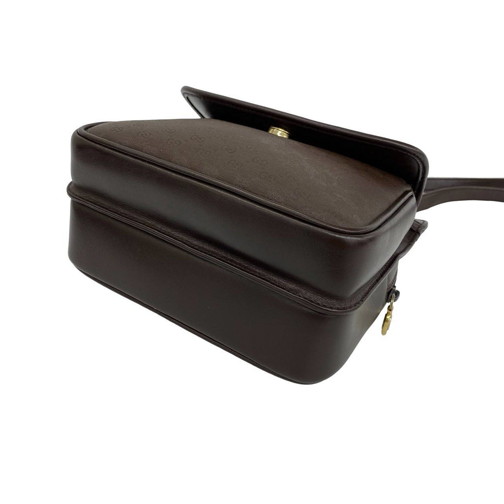 Gucci Vintage Micro GG Pattern Logo Leather Shoulder Bag Crossbody Brown — view 8