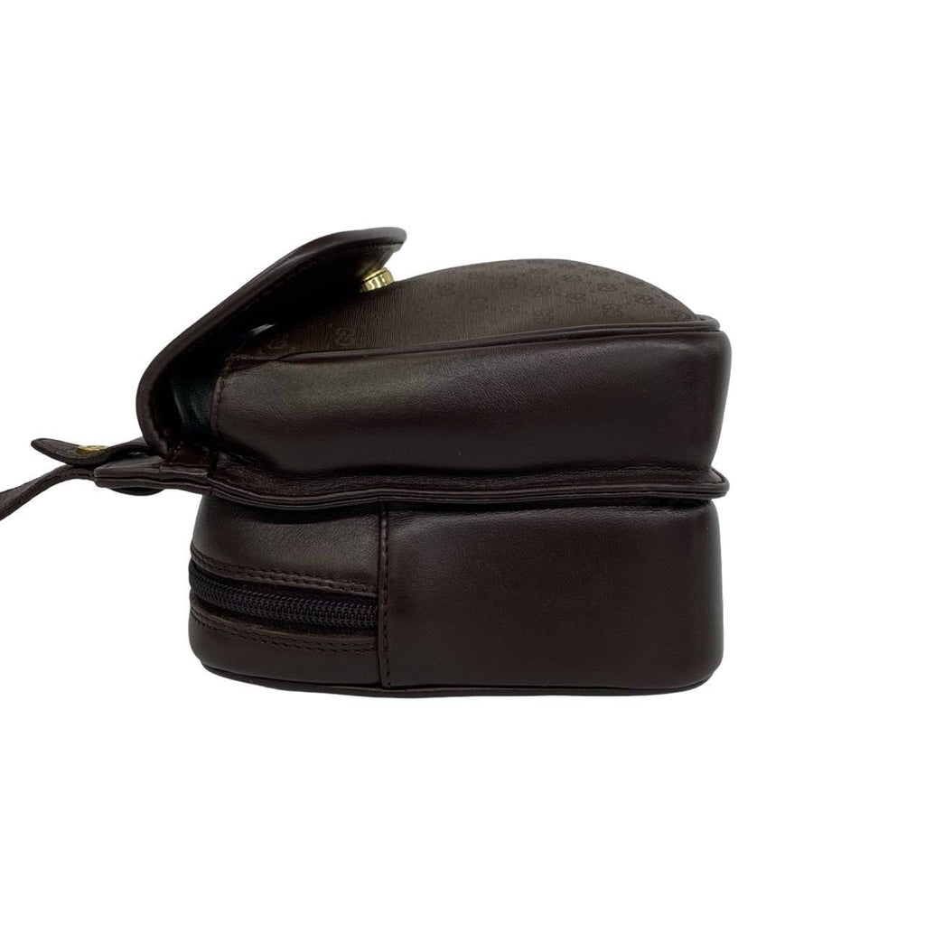 Gucci Vintage Micro GG Pattern Logo Leather Shoulder Bag Crossbody Brown — view 5