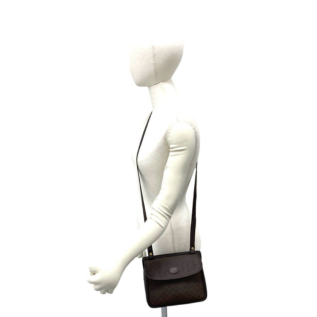Gucci Vintage Micro GG Pattern Logo Leather Shoulder Bag Crossbody Brown — view 2
