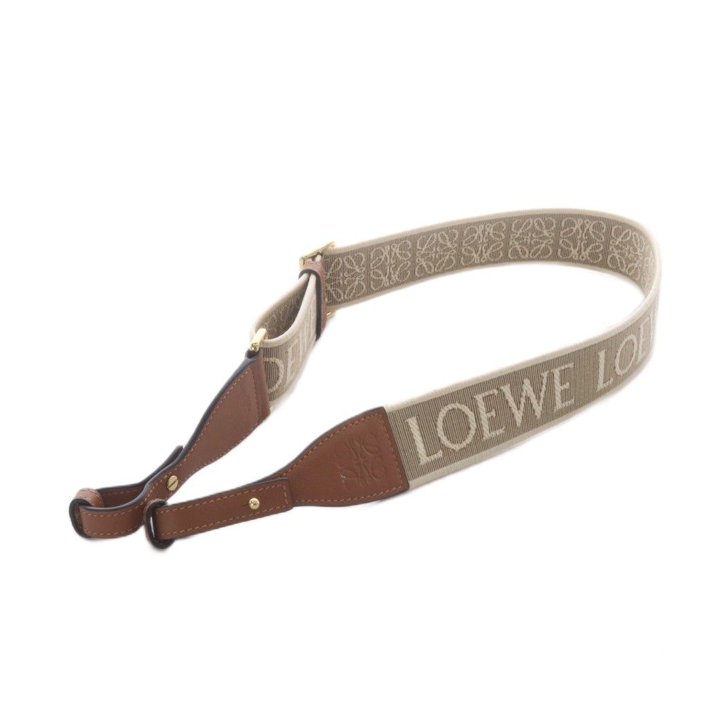 Loewe Strap Shoulder Anagram Pattern Beige Brown Logo Leather