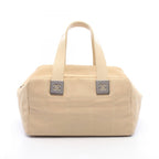 Chanel Choco Bar Beige Canvas Leather Bar Boston Bag