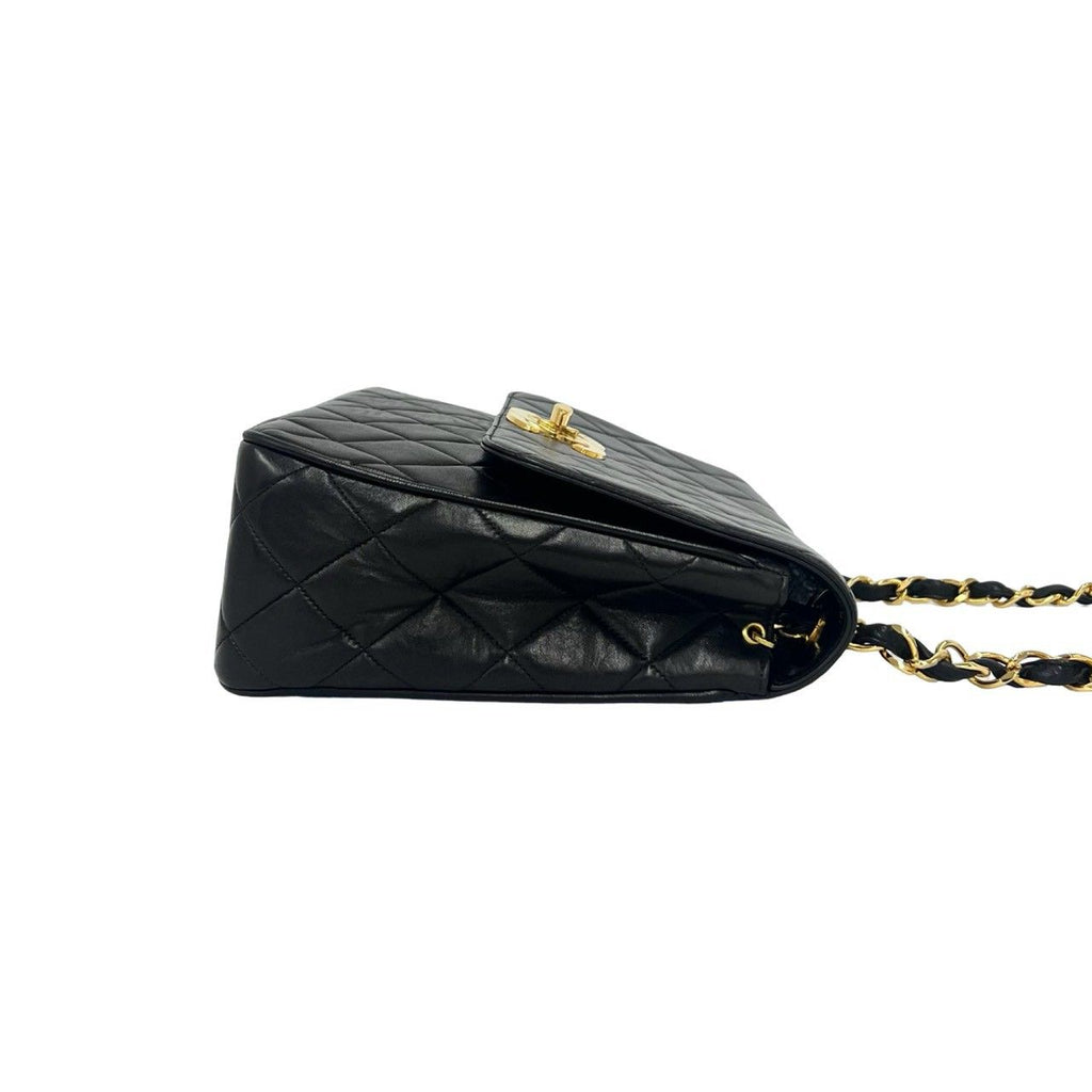 Chanel Vintage Quilted CC Logo Lambskin Chain Shoulder Bag Black — view 6