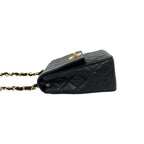 Chanel Vintage Quilted CC Logo Lambskin Chain Shoulder Bag Black — view 5