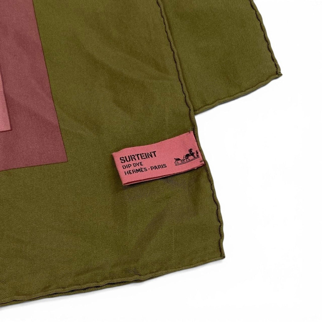 Hermes Carre 130 Ex-Libris Carriage Pink Khaki Silk Scarf — view 5
