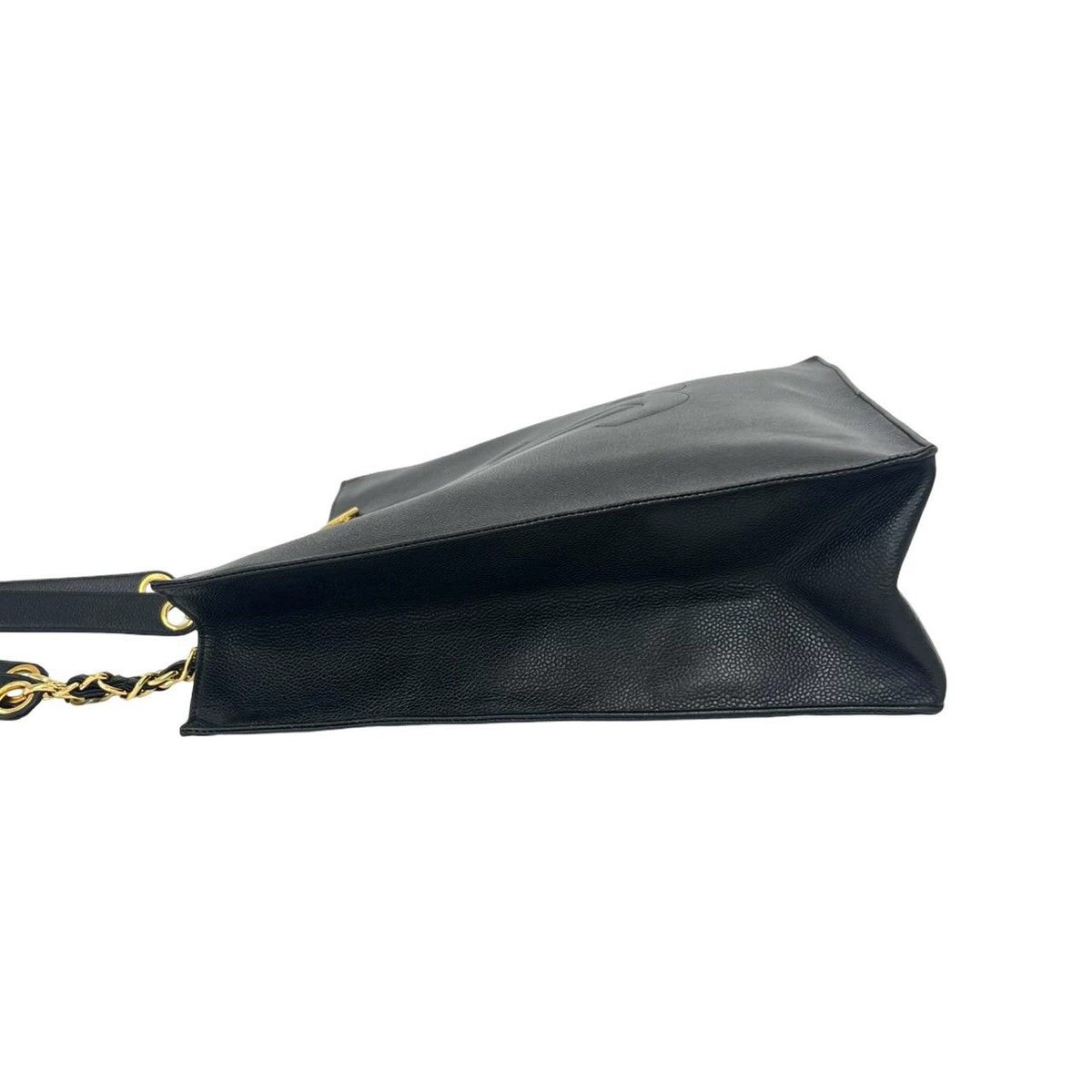 Chanel Vintage CC Logo Caviar Leather Chain Tote Bag Black — view 5