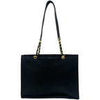 Chanel Vintage CC Logo Caviar Leather Chain Tote Bag Black — view 3