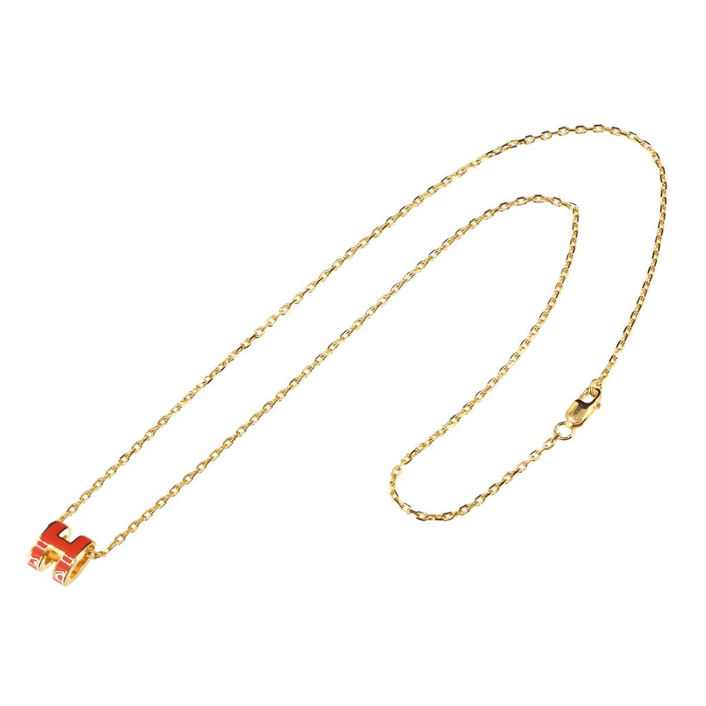 Hermes Mini Pop H Necklace Orange Gold — view 3