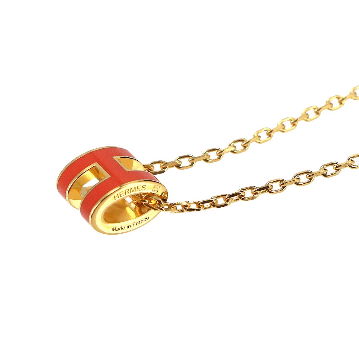 Hermes Mini Pop H Necklace Orange Gold — view 4